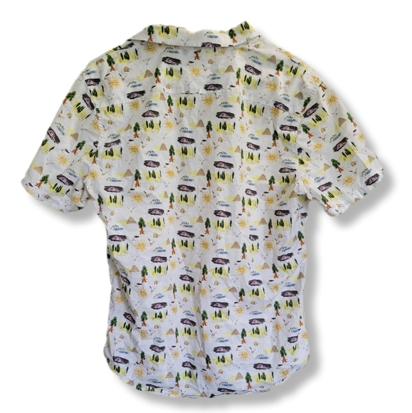 Slate & Stone Casual White Button Down Shirt with Egyptian Playful Print - Picture 2 of 10